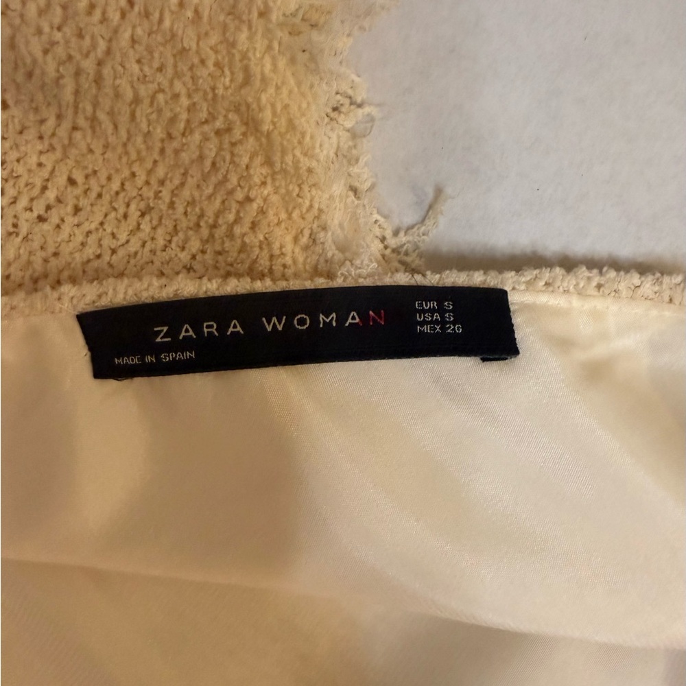 Zara Woman’s Small Knit Cream Textured Mini Dress - Picture 5 of 10